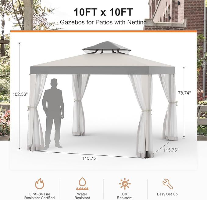 Patio Gazebo Tent Outdoor Canopy Shelter 10'x10' - Image 3