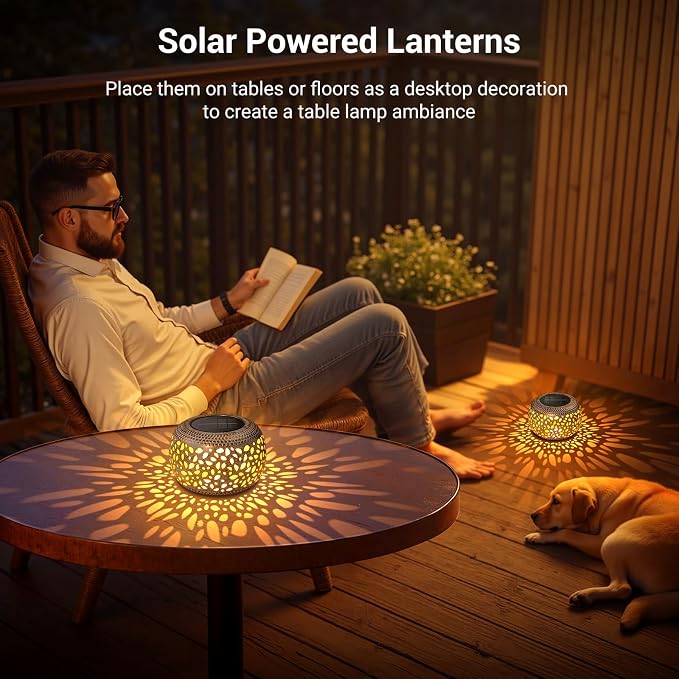 Solar Lanterns Outdoor Waterproof, 4 Pack Flower Petal Solar Garden Lights - Image 4