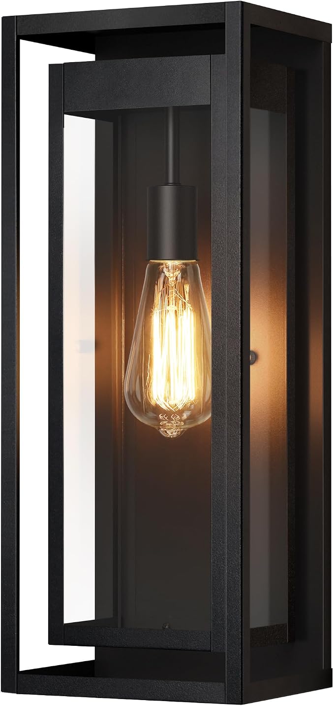 19" Outdoor Wall Lights, Large Size Matte Black Outdoor Sconce Lights by Slypadan