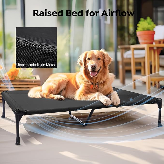 Veehoo Cooling Elevated Dog Bed Add Removable Waterproof Bolster Cushion Mat - Image 6