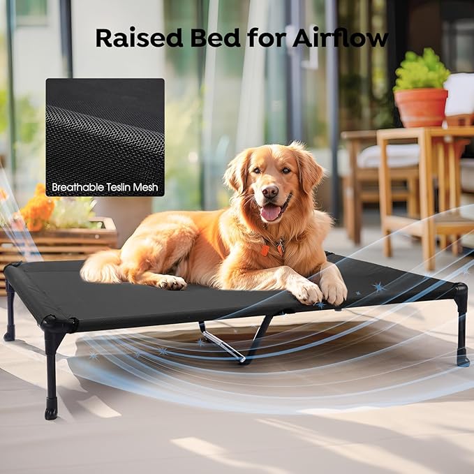 Veehoo Cooling Elevated Dog Bed Add Removable Waterproof Bolster Cushion Mat - Image 6