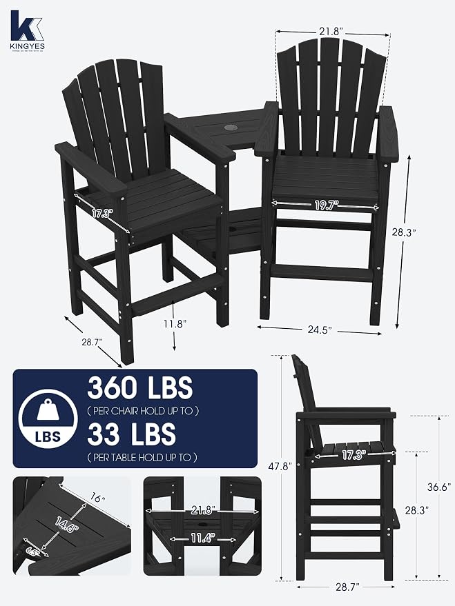 KINGYES Tall Adirondack Chair Set of 2 - Image 4