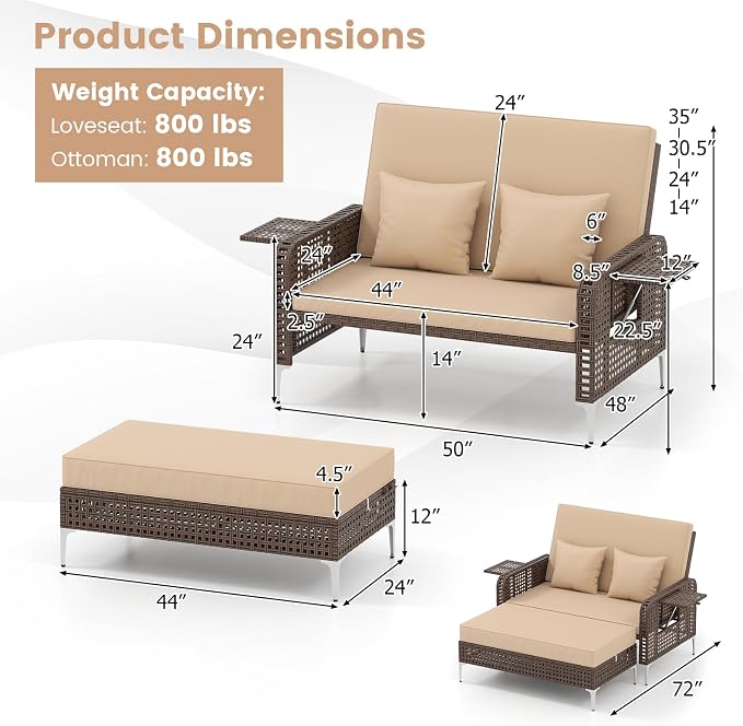 Tangkula Patio Rattan Daybed - Image 3