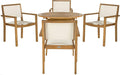Safavieh Outdoor Collection Chante Teak 35.4" Round Table 5 Piece Dining Set by SAFAVIEH
