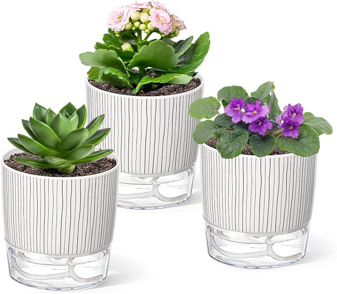 3 Pack Self Watering Pots Set, 4 Inch Self Watering Pots by Unknown