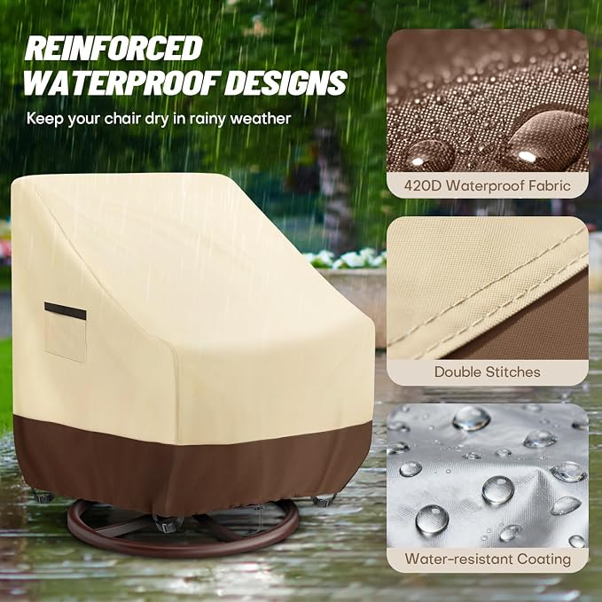 Outdoor Swivel Lounge Chair Cover, Waterproof Heavy Duty Patio Chair Cover - Image 2