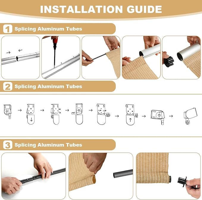 LIFERUN Outdoor Roller Sun Shade 8' W x 8' H– UV Block Patio Shade - Image 9