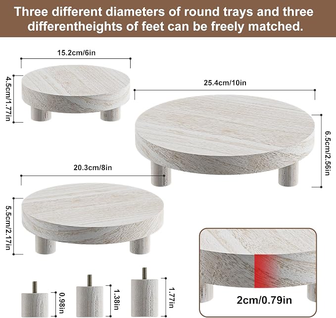 3 Pcs Wood Plant Stand Indoor Outdoor, Round Wood Riser - Image 8