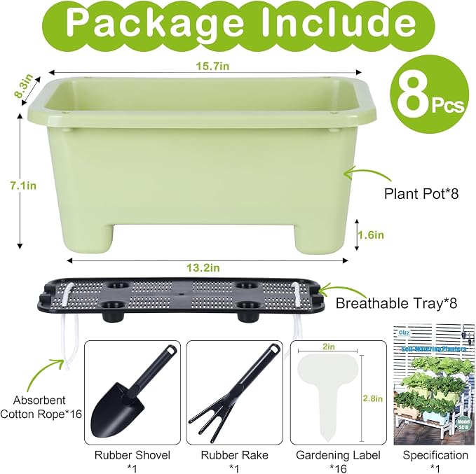 Self-Watering Rectangle Planter Boxes 8-Pack, 15.7-Inch Window Box Planter - Image 7