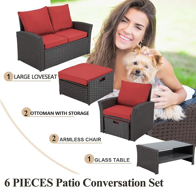 HOMREST 6 Pieces Outdoor Patio Furniture Set - Image 3