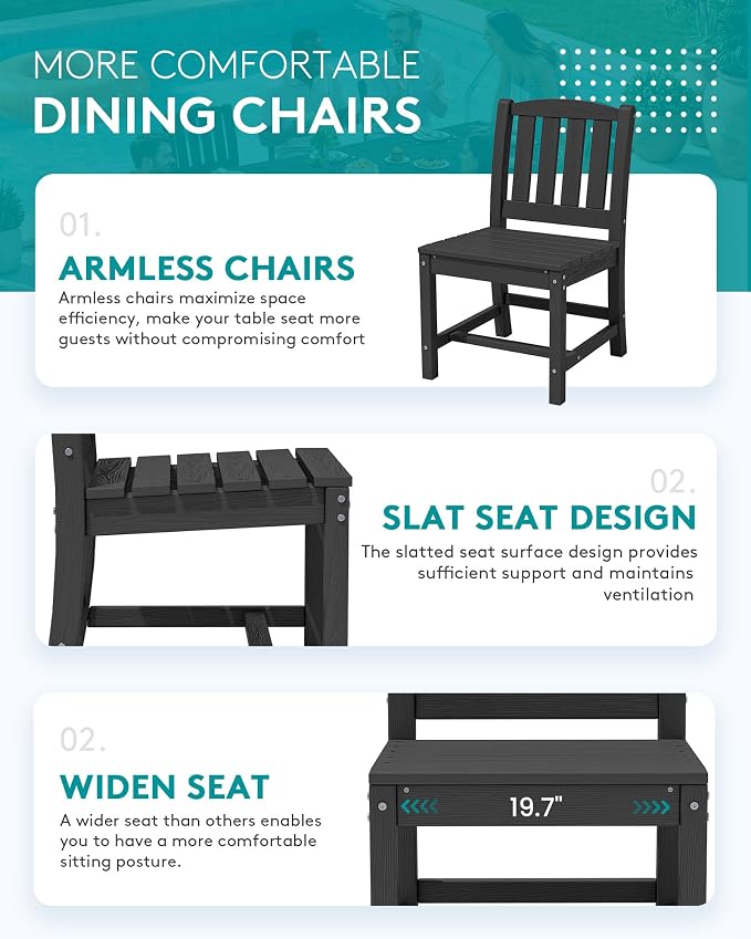 SERWALL 11-Piece Outdoor Dining Set, All Weather HDPE Outdoor Furniture Set - Image 6