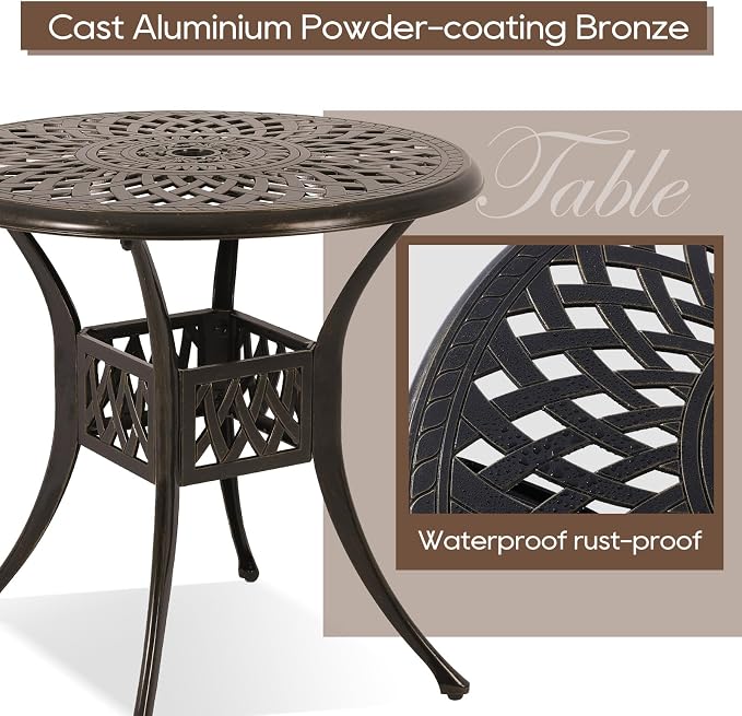 Patio Dining Table, Cast Aluminum Patio Table - Image 4