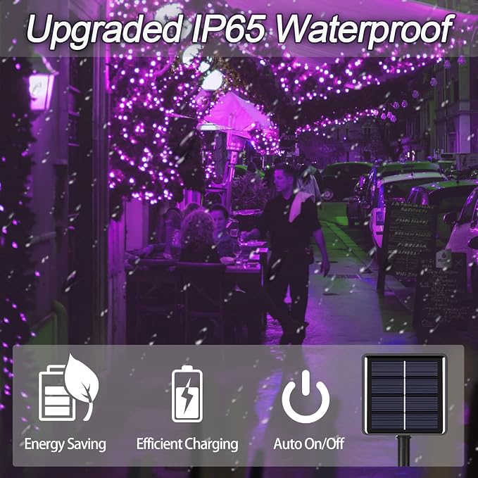 2 Pack Solar Christmas Lights Outdoor, 72FT 200 LED Solar String Lights - Image 4