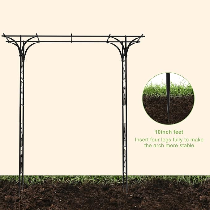 OUSHENG 7FT Garden Arch Arbor, Steel Frame Stand Trellis - Image 3
