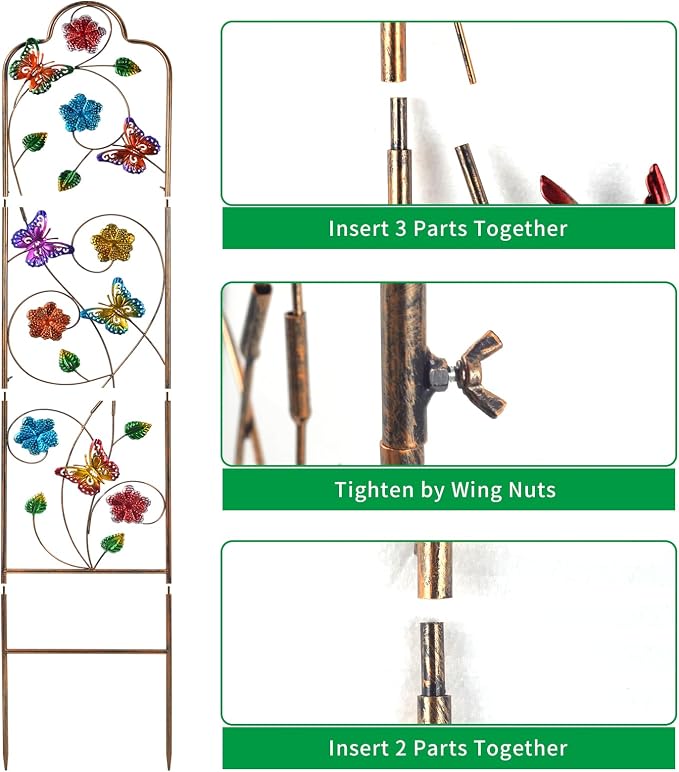 2 Pack Metal Garden Trellis Arched Fence Trellises - Image 4