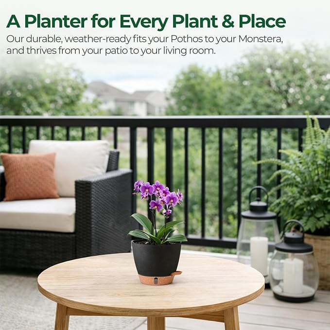 T4U 6 Inch Self Watering Pots for Indoor Plants - Image 9