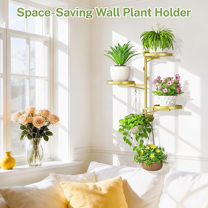 iDavosic.ly Rotating Window Plant Shelves, 3-Tier Metal Wall Stand - Image 8