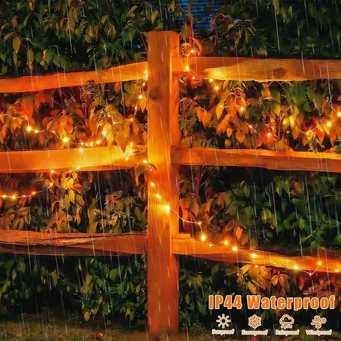 QITONG 4 Pack Solar Fairy Lights, Each 33ft 100 LED Orange Christmas String - Image 6