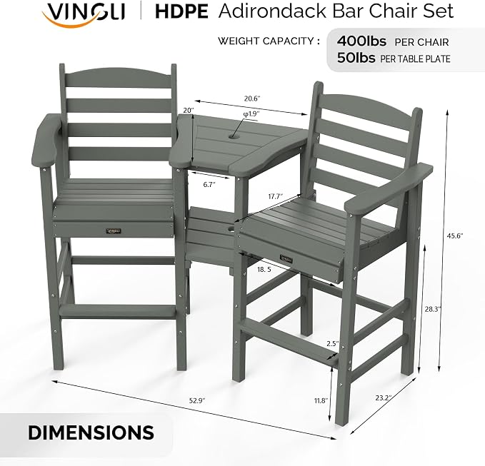 VINGLI Tall Adirondack Chairs Set of 2 - Image 3