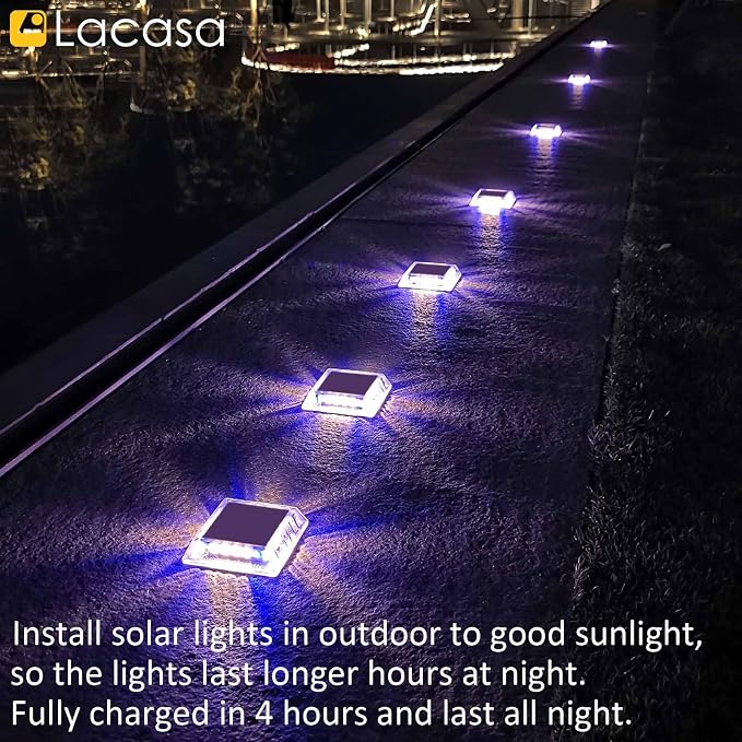 Lacasa Outdoor Solar Light, 4 Pack 30LM IP68 Waterproof Solar Garden Light Auto - Image 4