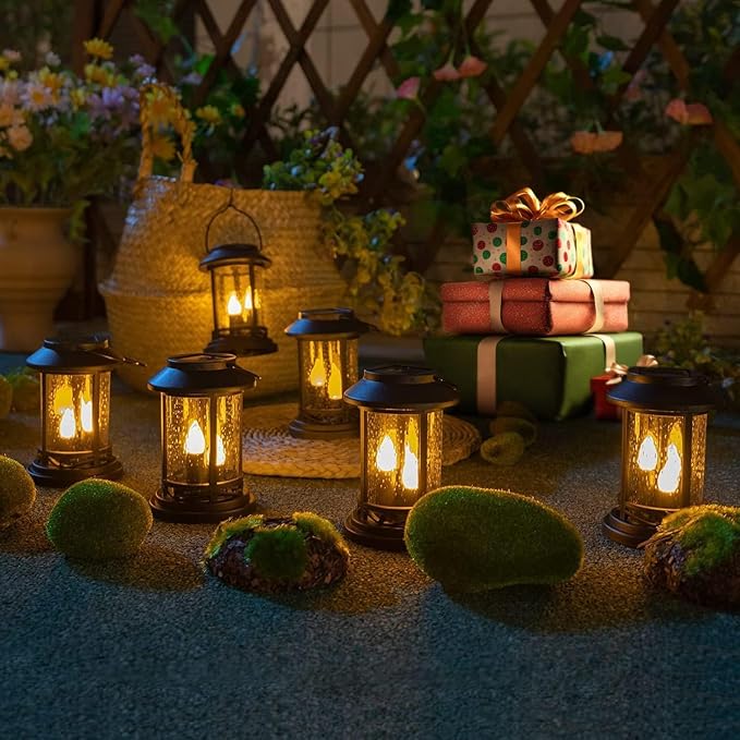 Beautyard 6 Packs Outdoor Solar Candles Lights Flickering Decorative Lantern - Image 4