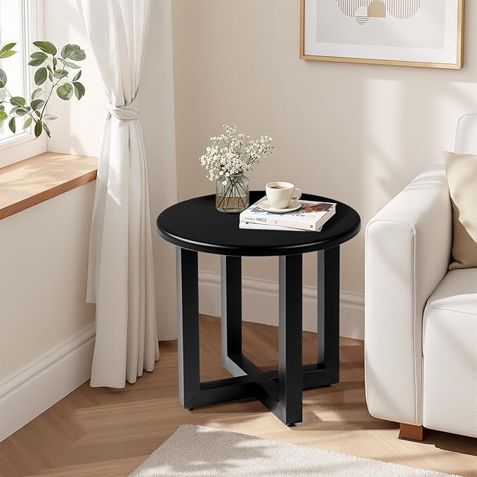 VINGLI Round Outdoor Side Table, Small Metal Outdoor Table Patio End Tables - Image 7