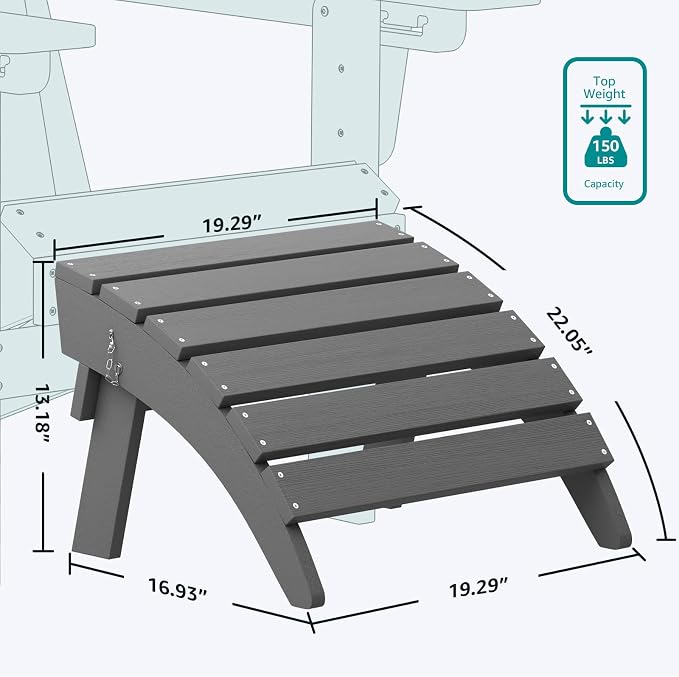 SERWALL Folding Adirondack Chair Footrest Set of 2, Adirondack Ottomans Without - Image 5
