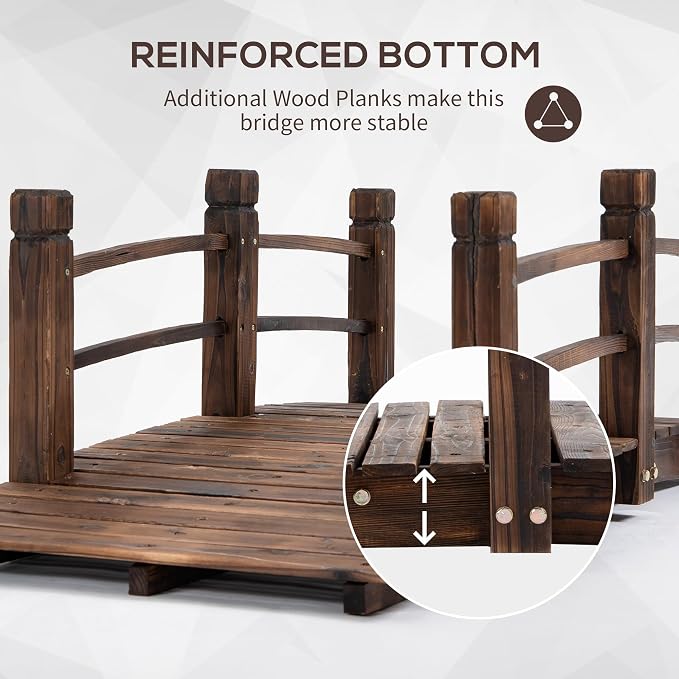 Fir Wood Garden Bridge, 5ft Arc Walkway - Image 8