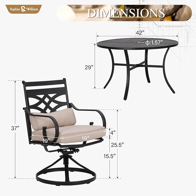 Sophia and William Swivel Patio Dining Set - Image 7