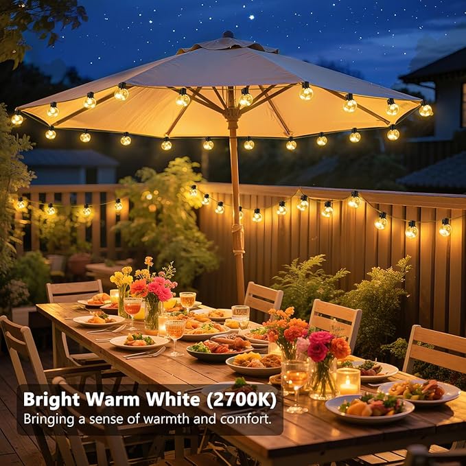Outdoor String Lights, 25ft 20 LED Bulbs Hanging Patio Lights Dimmable - Image 3