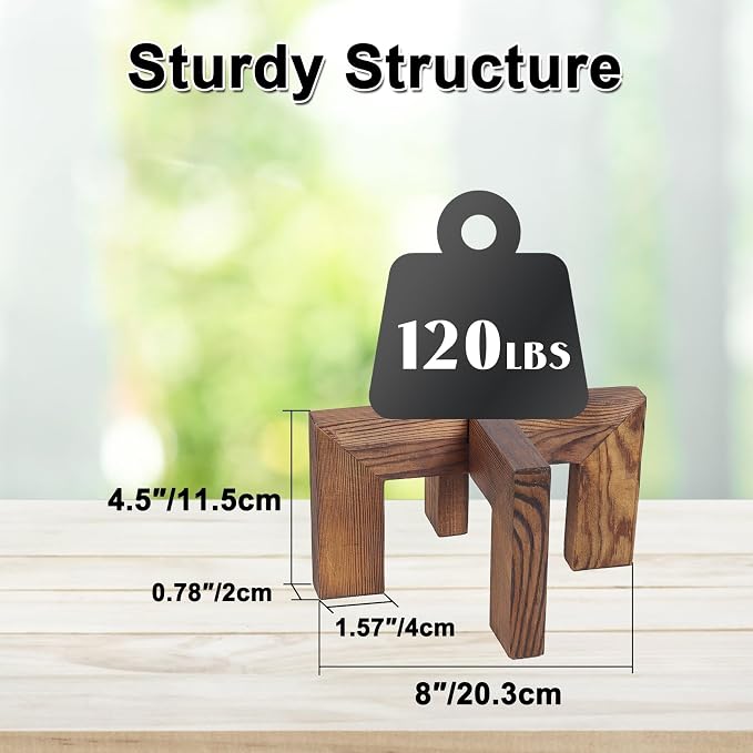 Plant Stand, Indoor/Outdoor Wood Plant Holder, Single Flower Pot Stand - Image 3