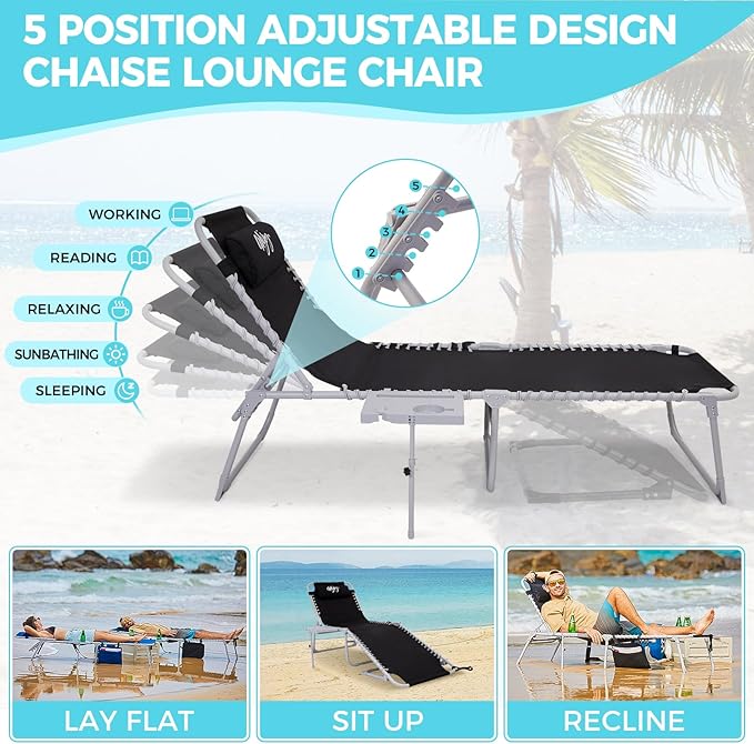 #WEJOY 2 Pack Outdoor Chaise Lounge Chair - Image 5