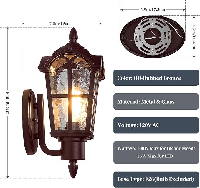 Sucolite Outdoor Wall Light Fixtures, Vintage Outside Wall Sconces - Image 6