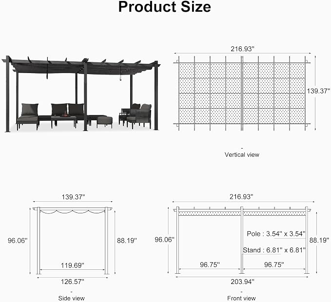 PURPLE LEAF 12' X 18' Outdoor Pergola - Image 7