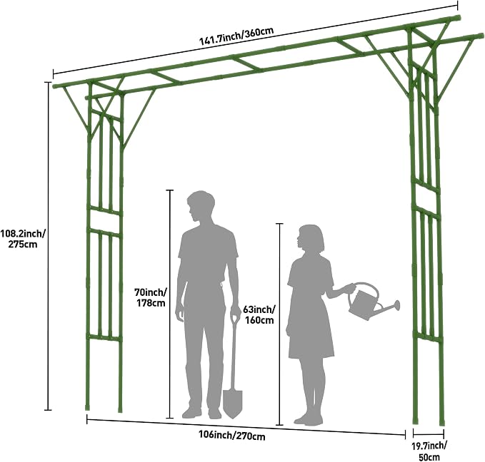 Flat Top Garden Arch Trellis 11FT x 9FT, Super Large Arbor Trellis - Image 3