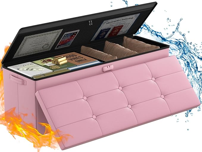 ENGPOW Storage Ottoman, Fireproof Folding Bench by ENGPOW