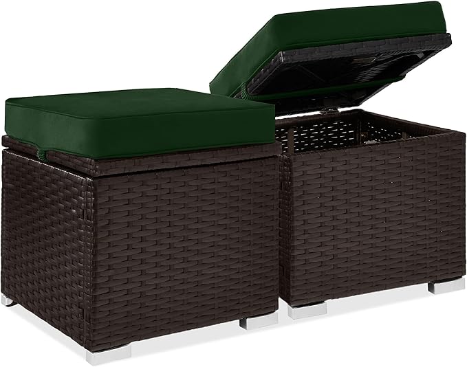 Best Choice Products Set of 2 Wicker Ottomans, Additional Seating, Side Table by BestChoiceProducts