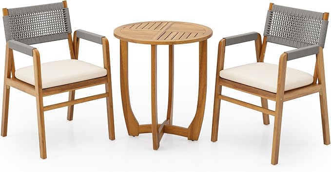 Christopher Knight Home Zed 3 Pieces Outdoor Dining Set, Acacia Wood Dining - Image 4