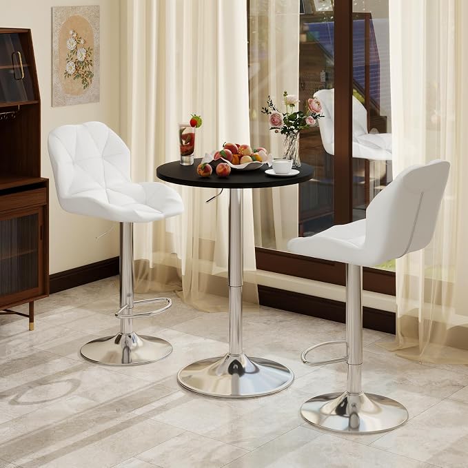 ARTETHYS Bar Table and Chairs Set of 3 Height Adjustable Round Black Pub Desk by ARTETHYS