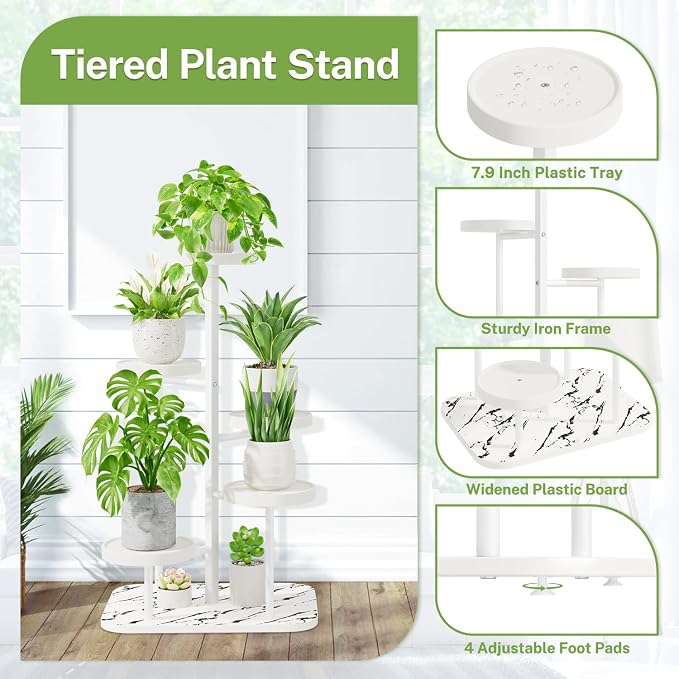 iDavosic.ly 5 Tier Plant Stand Indoor Outdoor, Tiered Corner Plant Stands - Image 3