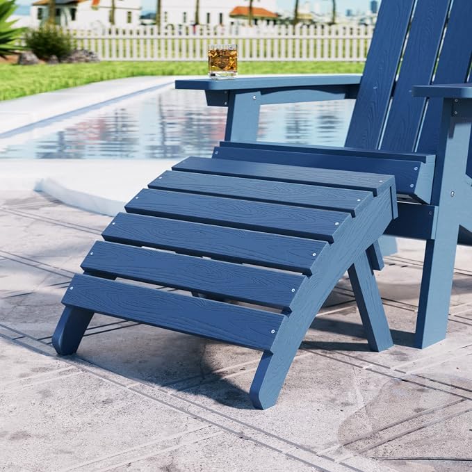 MXIMU Folding Adirondack Ottoman Set of 4: HIPS Plastic Outdoor Footrest Easy - Image 3