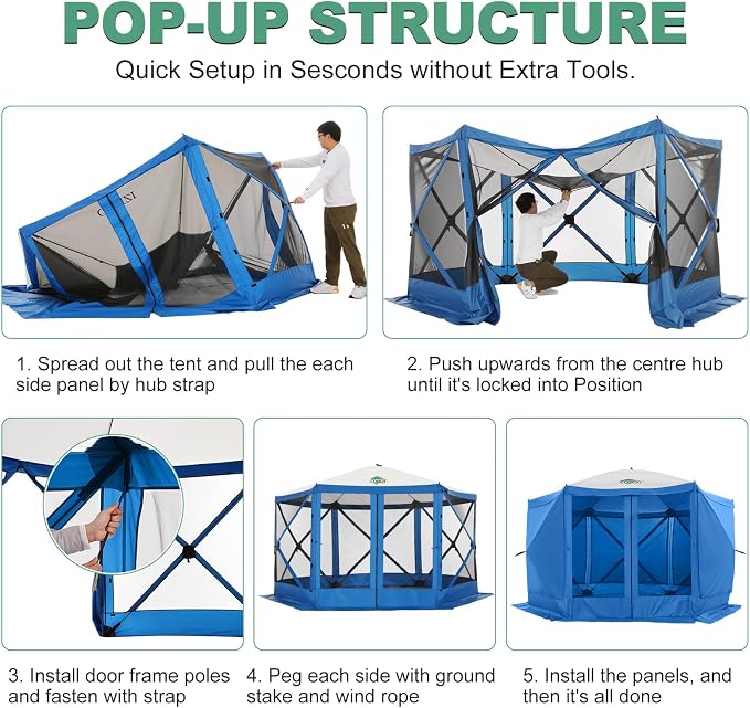 COBIZI 12x12 FT Pop Up Canopy Shelter Tent, Large Gazebos On Clearance - Image 3