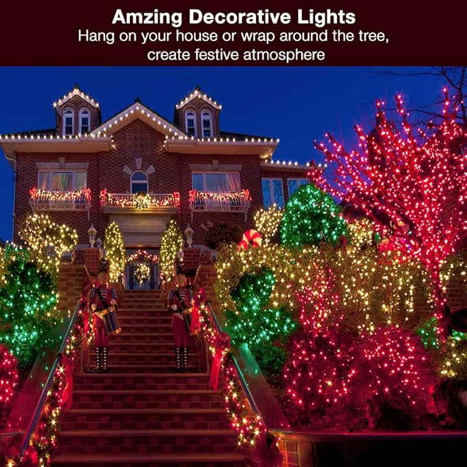 BrizLabs Red Christmas String Lights, 69.6ft 300 Count Incandescent Christmas - Image 6