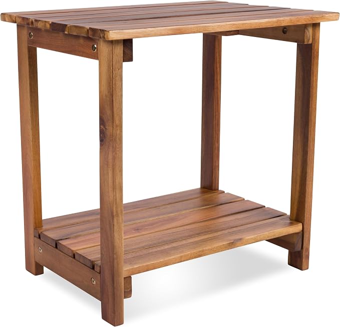 Shine Company Indoor/Outdoor Providence Rectangular Acacia Wooden Side Table - Image 4