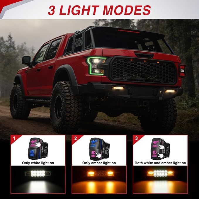 Nilight Flush Mount LED Light Pods 2PCS 6 Inch 60W Amber White 3 Lighting Modes - Image 3
