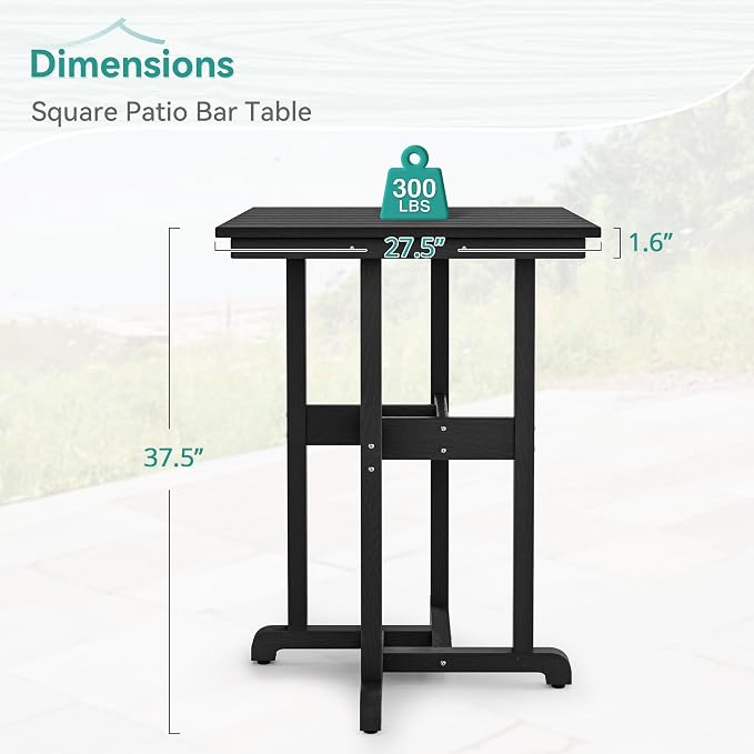 37.5" H Outdoor Bar Table，HDPE Bar Height Table - Image 3