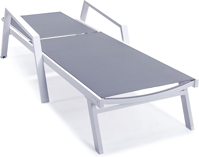 LeisureMod Marlin Patio Chaise Lounge Chair, Adjustable Outdoor White Aluminum - Image 7