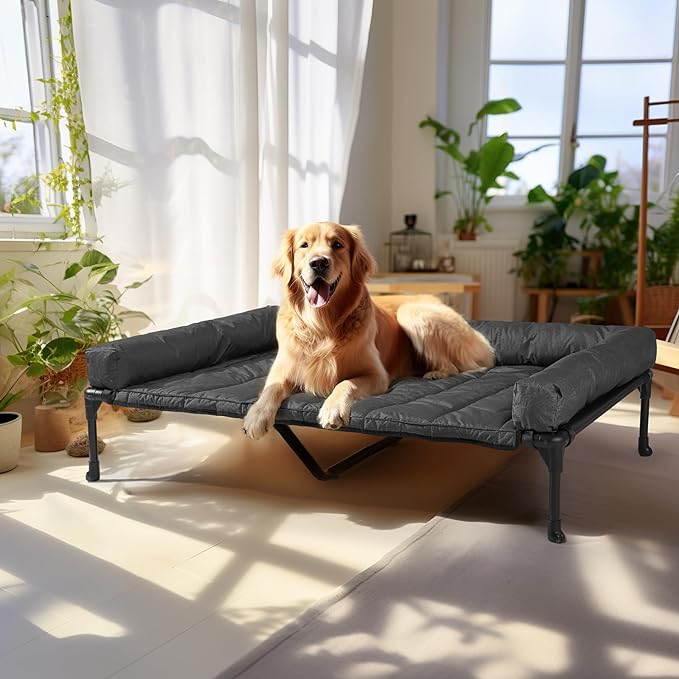 Veehoo Cooling Elevated Dog Bed Add Removable Waterproof Bolster Cushion Mat by Veehoo