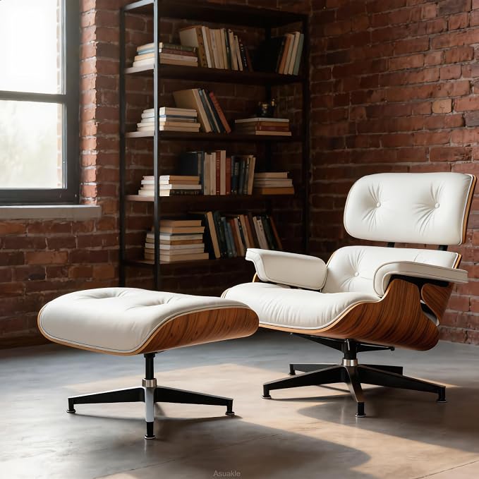 Top Grain Leather, Mid Century Chaise Lounge Chair and Ottoman, Modern Chair - Image 4