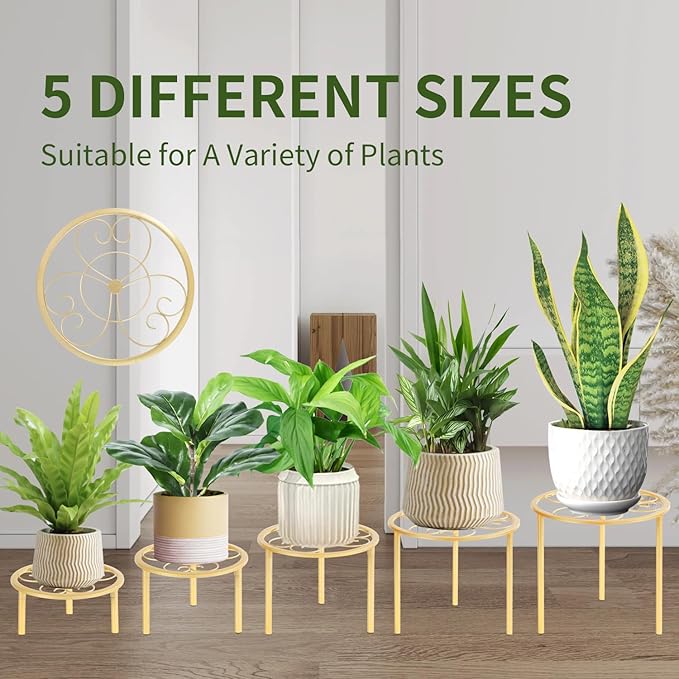 5-piece set of metal plant potted flower racks, heavy-duty flower pot plant - Image 2